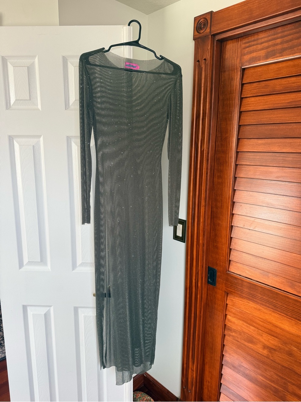 Sheer Long Sleeve Maxi Dress with Sparkle